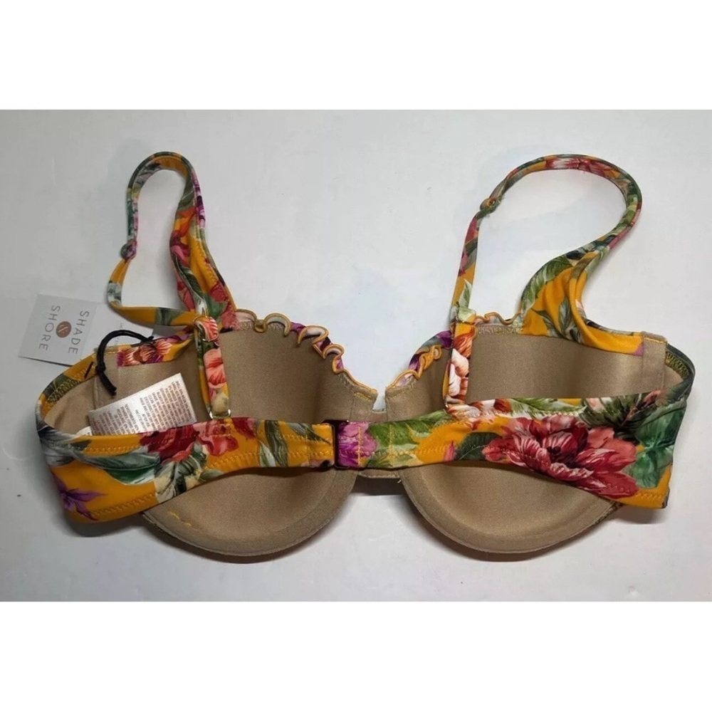 New Floral Bikini Top 34B Small Hawaiian Flower Shade & Shore Ruffle Swim Suit - Picture 4 of 4